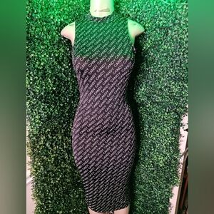 Fashion Nova Black and White Midi Dress